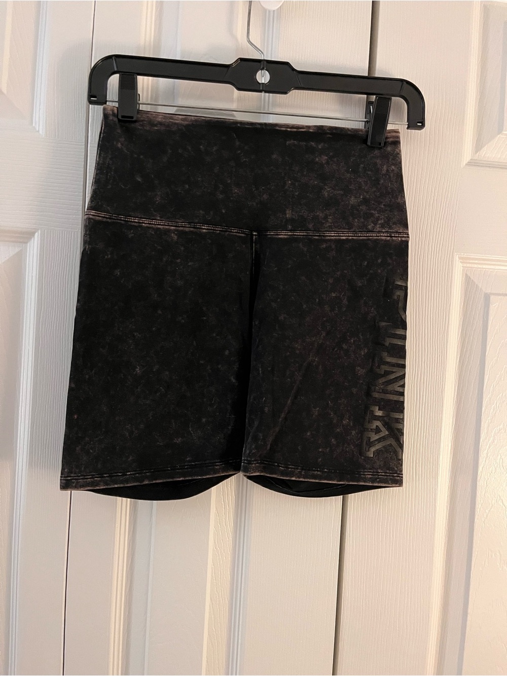 PINK Victoria's Secret Black Acid-Wash High-Rise Bike Shorts